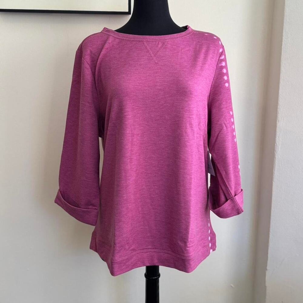 Croft and Barrow Pink Casual 3/4 Sleeve Comfy Sweatshirt Blouse Sz XXL NWT